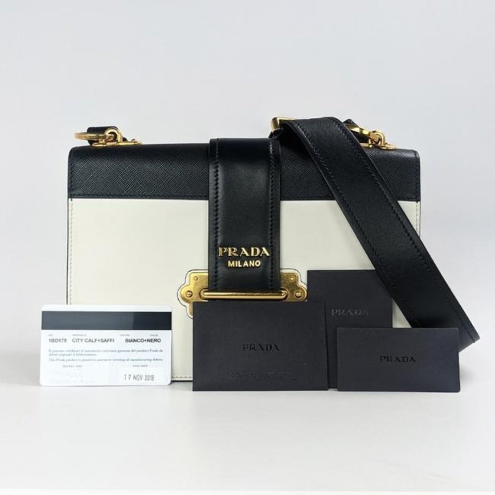 SOLDPrada White Leather Large Cahier Crossbody Bag - Picture 9 of 10